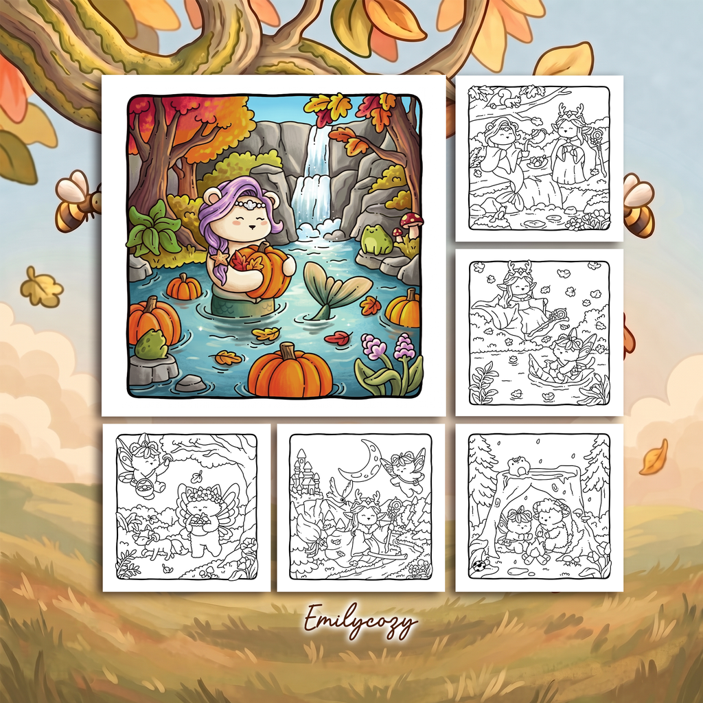 Fairy Buddies Autumn Colouring Book | 40 Colouring Pages with 5 Additional 350gsm Cardstock Images
