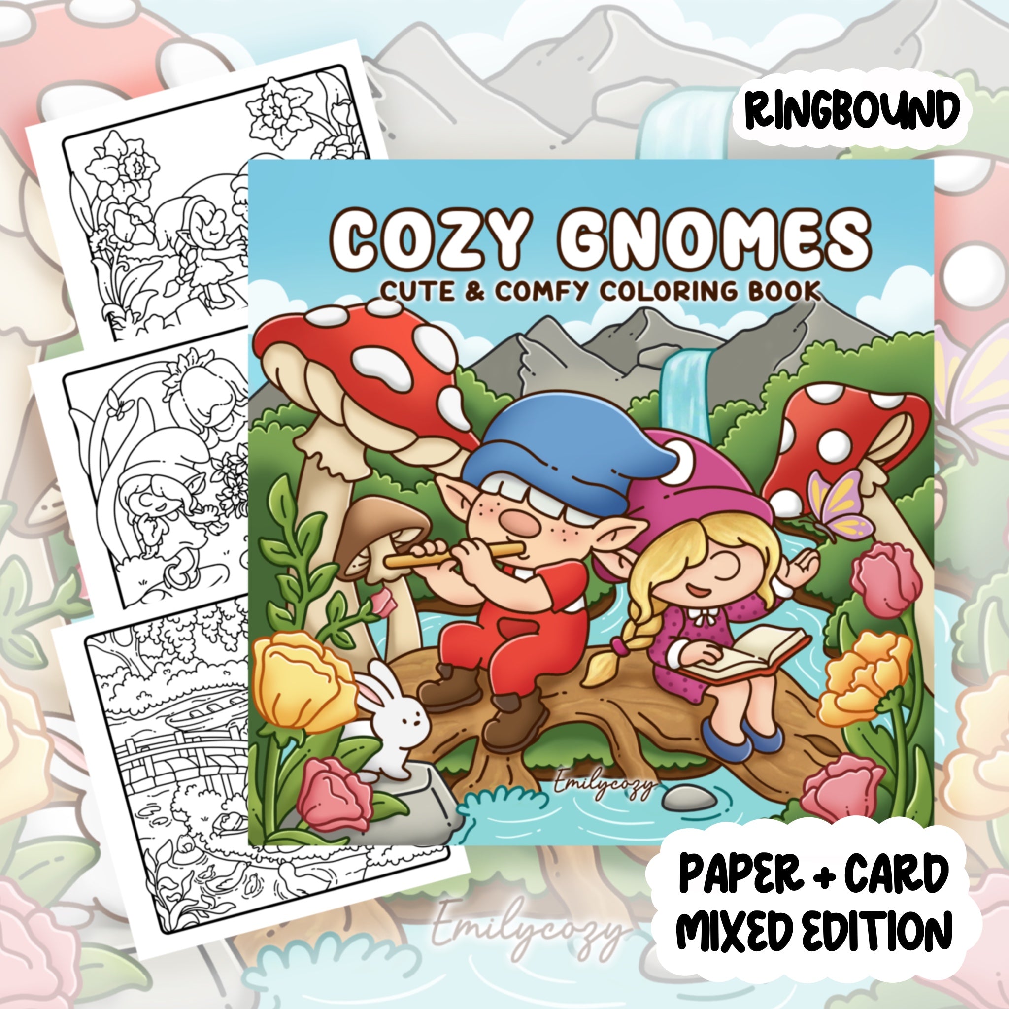 Cozy Gnomes Colouring Book | 40 Colouring Pages with 5 Additional 350gsm Cardstock Images