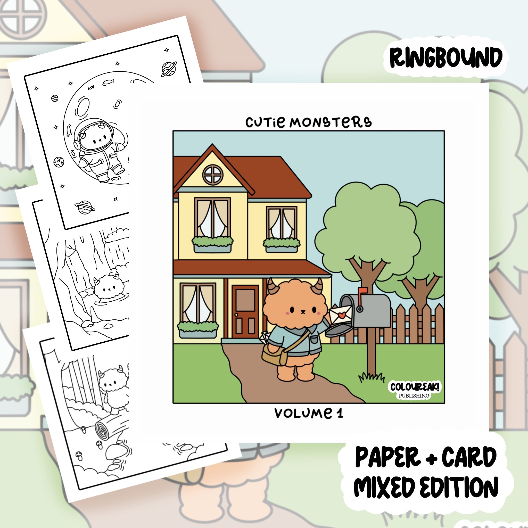 Cutie Monsters Volume One Colouring Book | 20 Colouring Pages with 4 Additional 350gsm Cardstock Images