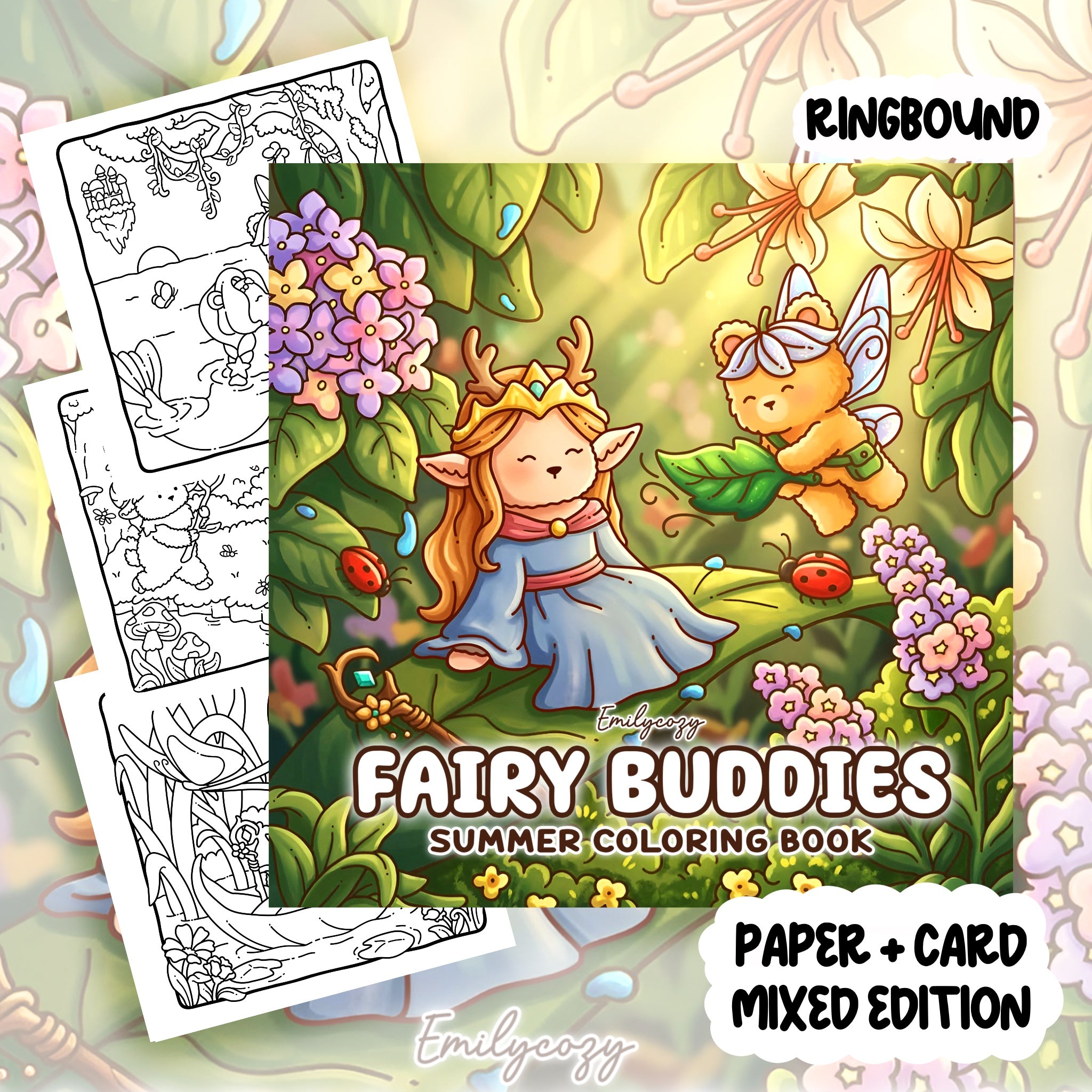 Fairy Buddies Summer Colouring Book | 40 Colouring Pages with 5 Additional 350gsm Cardstock Images