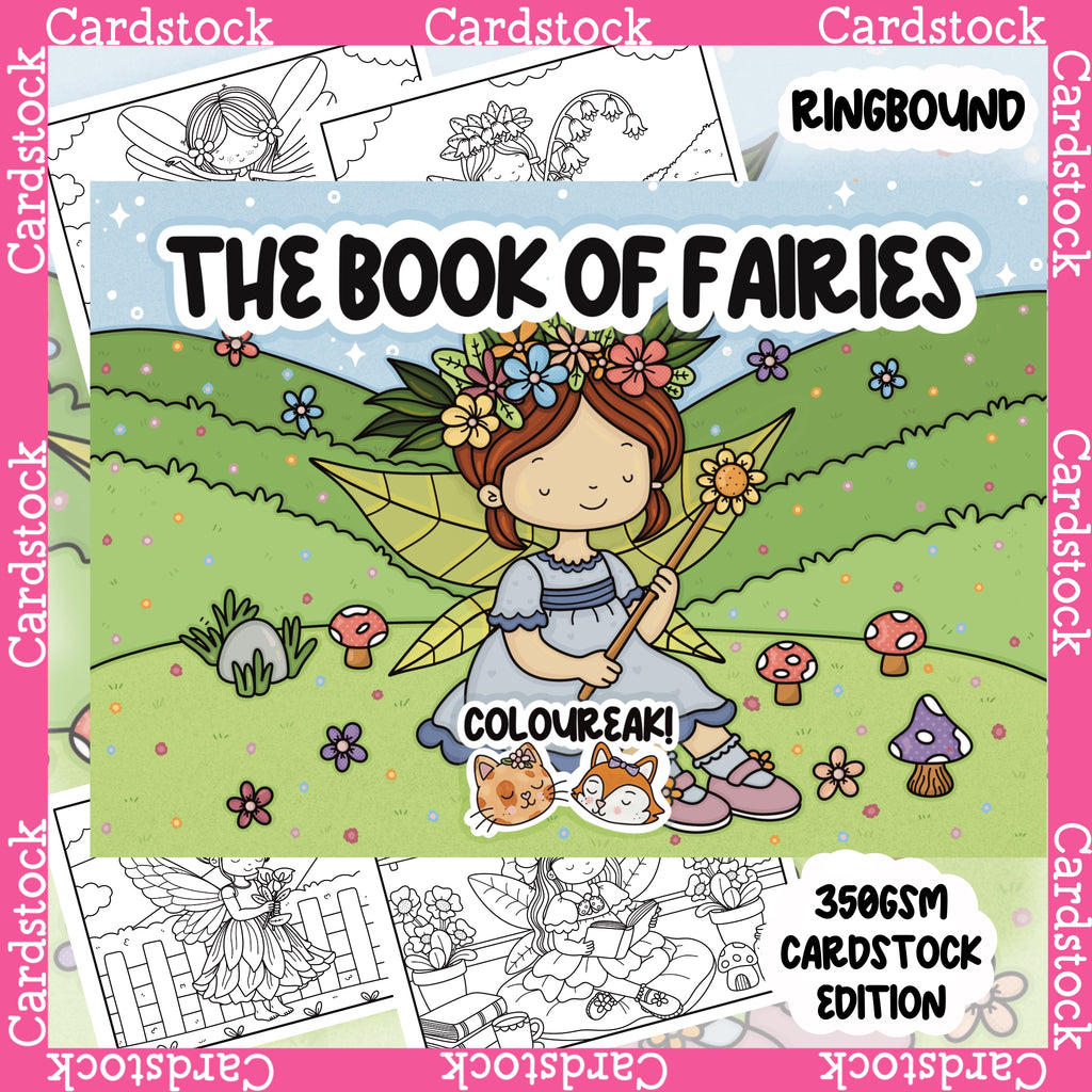 ColourEAK’s Book of Fairies Colouring Book | 20 Pages | 350gsm Cardstock | Ringbound | A4 Landscape Book