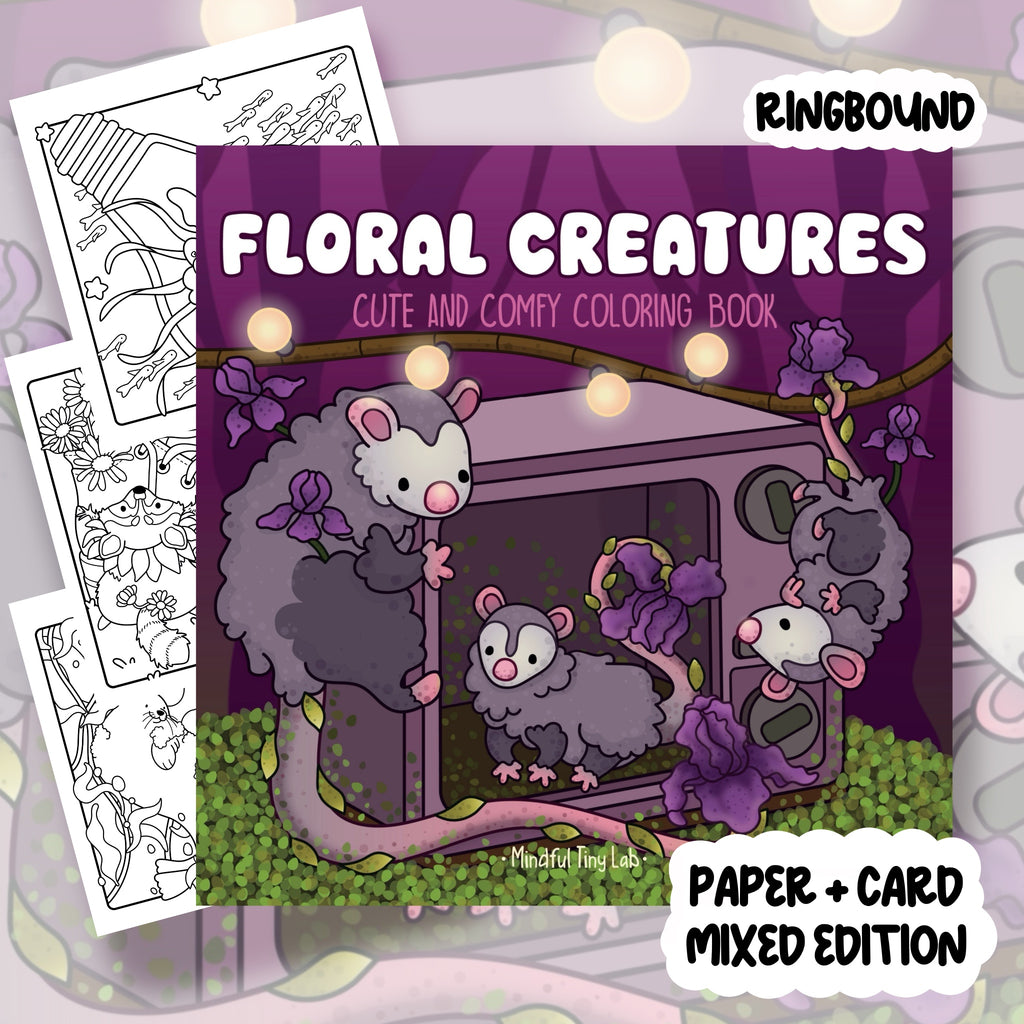 Floral Creatures Colouring Book | 48 Colouring Pages with 5 Additional 350gsm Cardstock Images