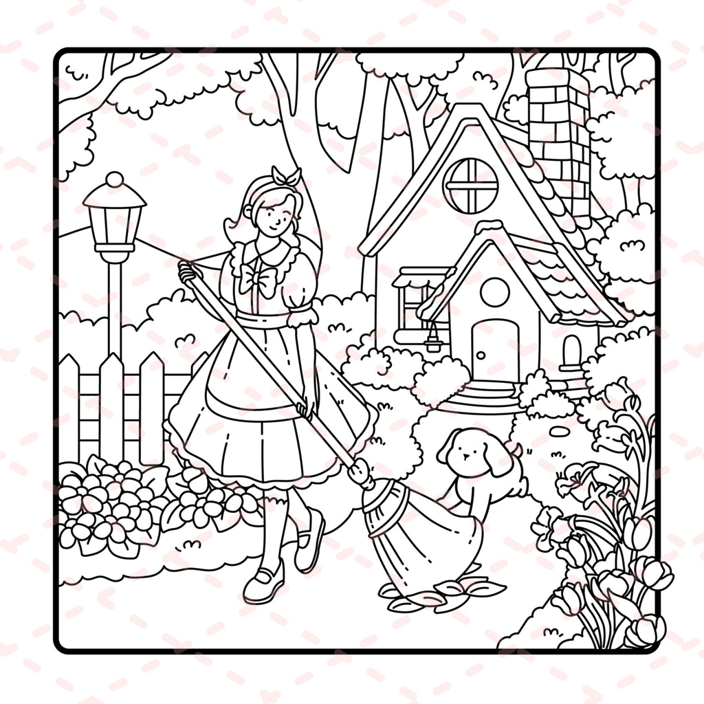 Cottage Girl Detailed Colouring Book | 30 Colouring Pages with 5 Additional 350gsm Cardstock Images