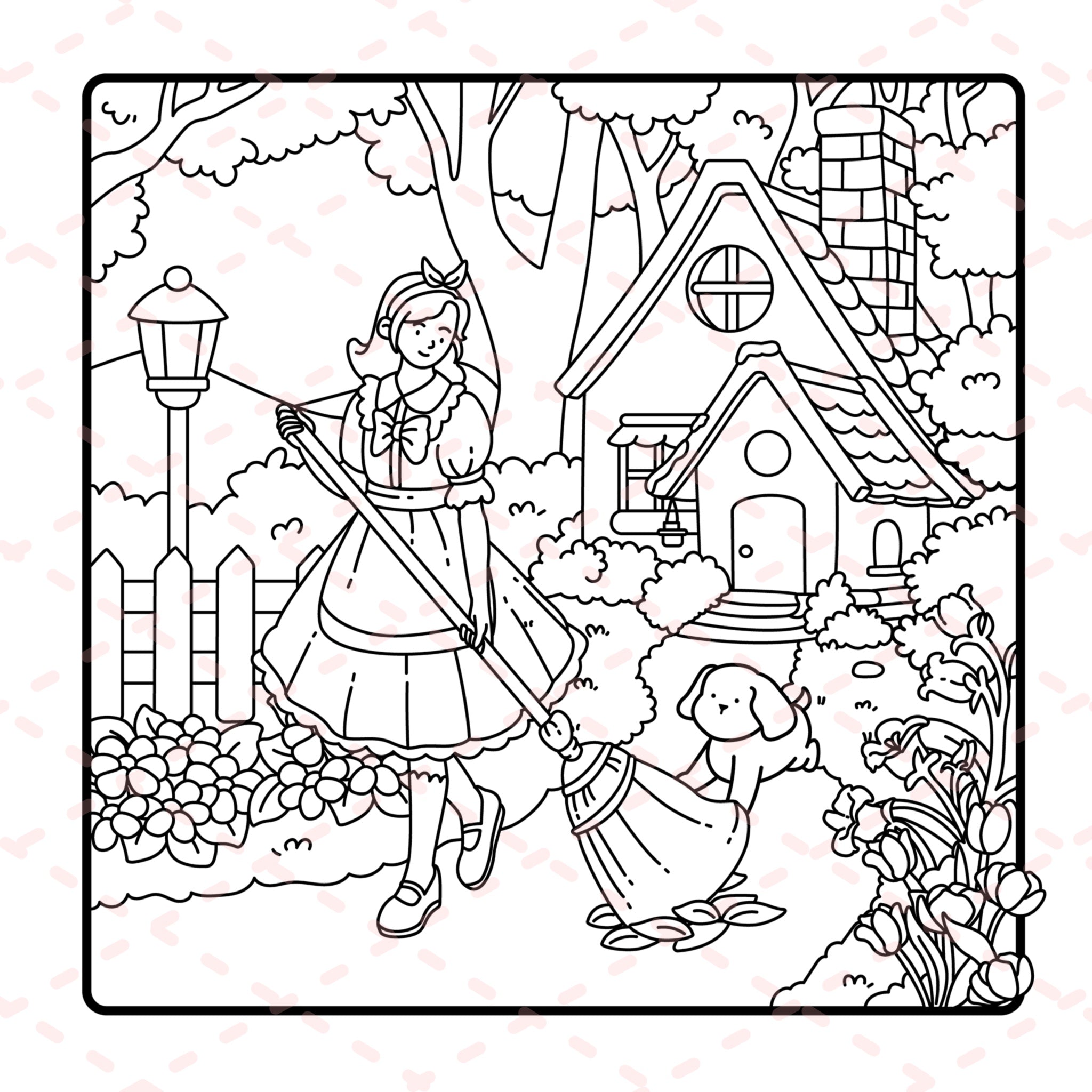 Cottage Girl Detailed Colouring Book | 30 Colouring Pages with 5 Additional 350gsm Cardstock Images