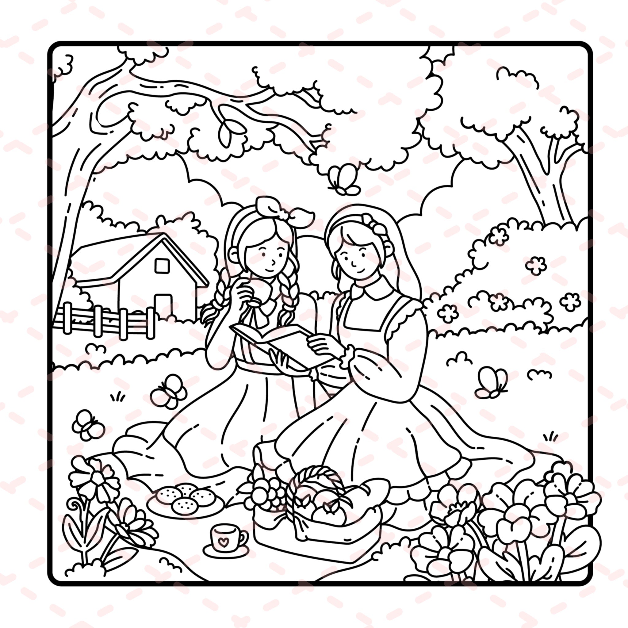Cottage Girl Detailed Colouring Book | 30 Colouring Pages with 5 Additional 350gsm Cardstock Images