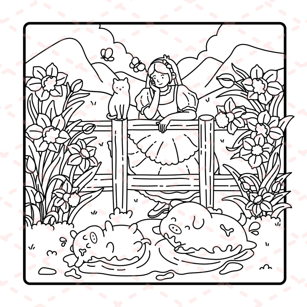 Cottage Girl Detailed Colouring Book | 30 Colouring Pages with 5 Additional 350gsm Cardstock Images