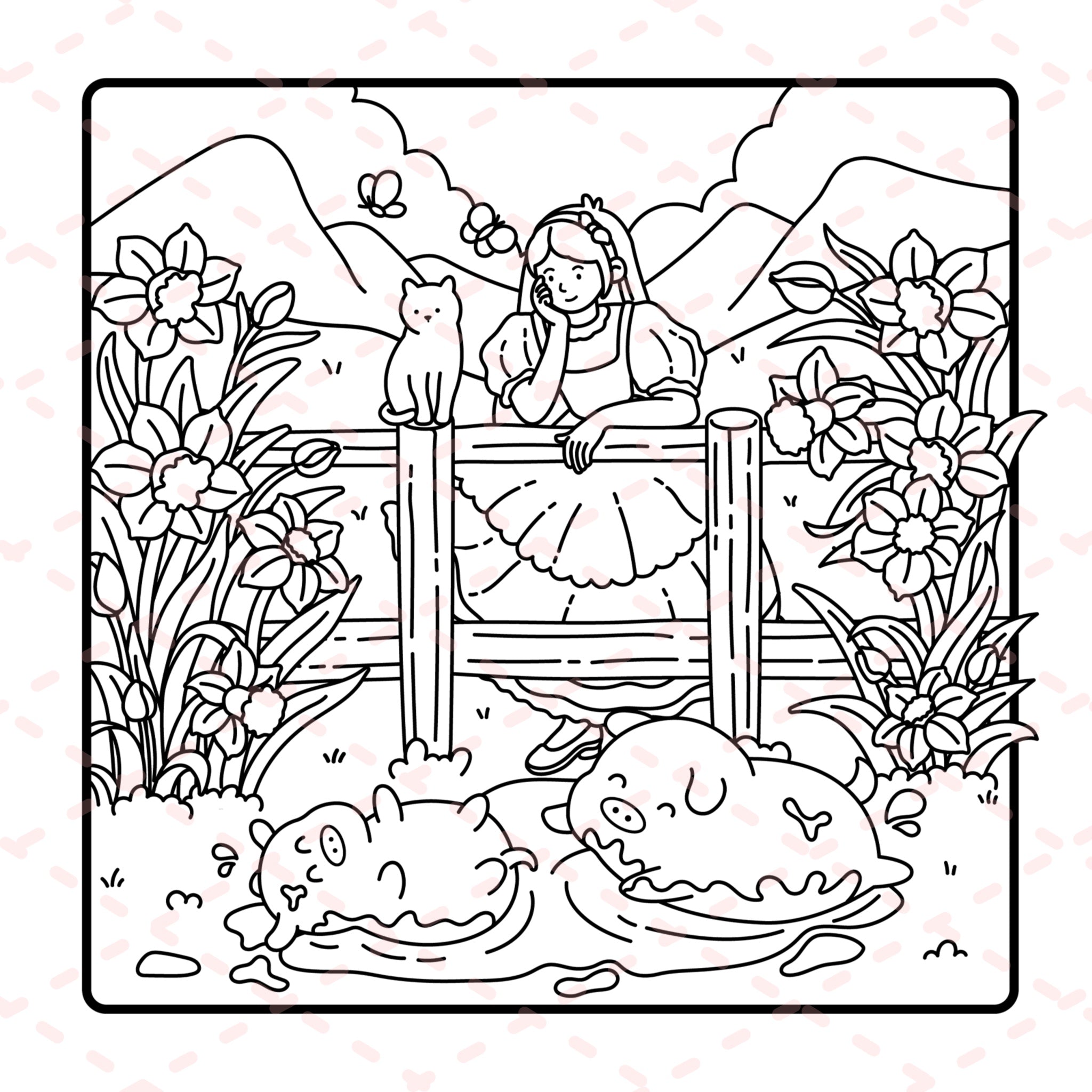 Cottage Girl Detailed Colouring Book | 30 Colouring Pages with 5 Additional 350gsm Cardstock Images