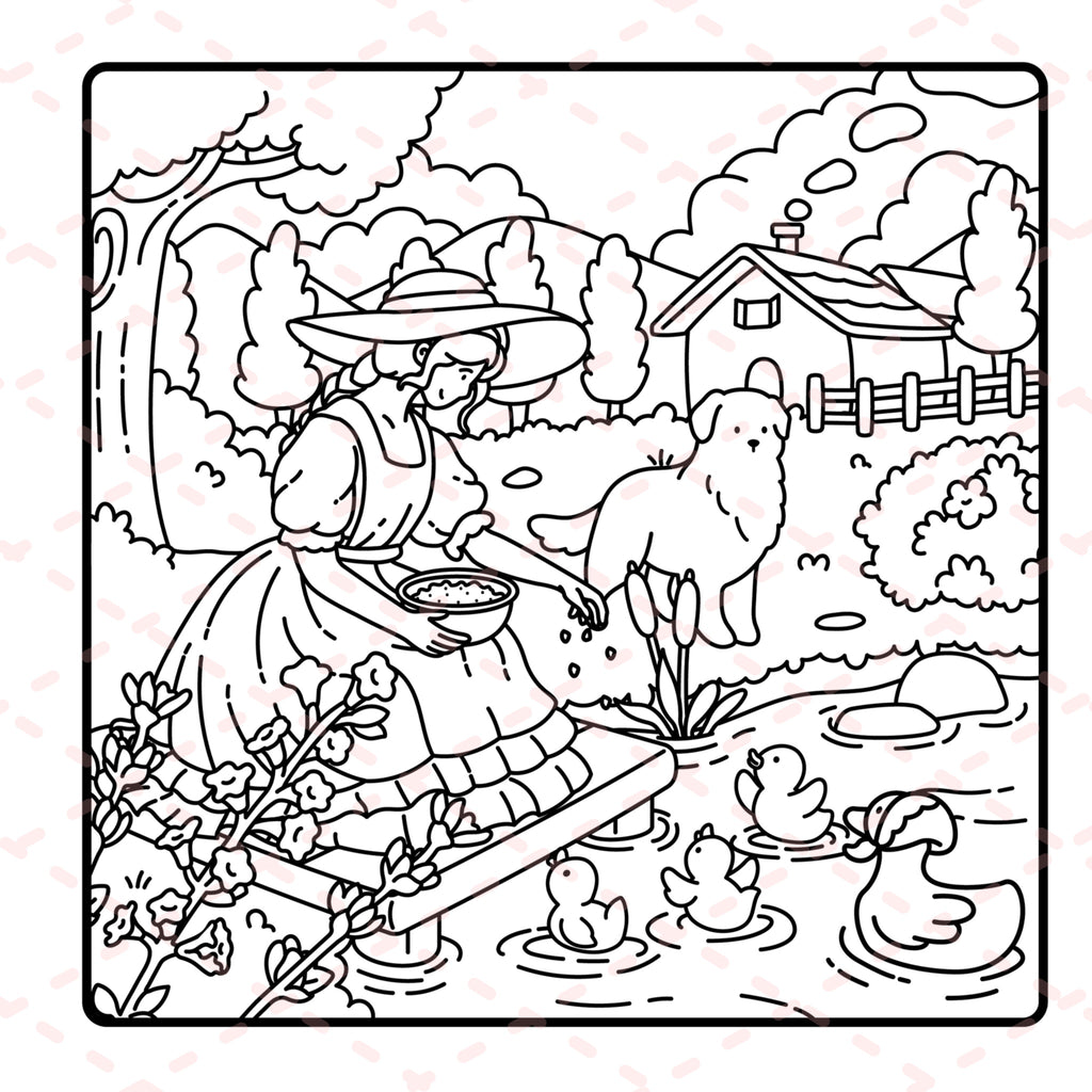 Cottage Girl Detailed Colouring Book | 30 Colouring Pages with 5 Additional 350gsm Cardstock Images