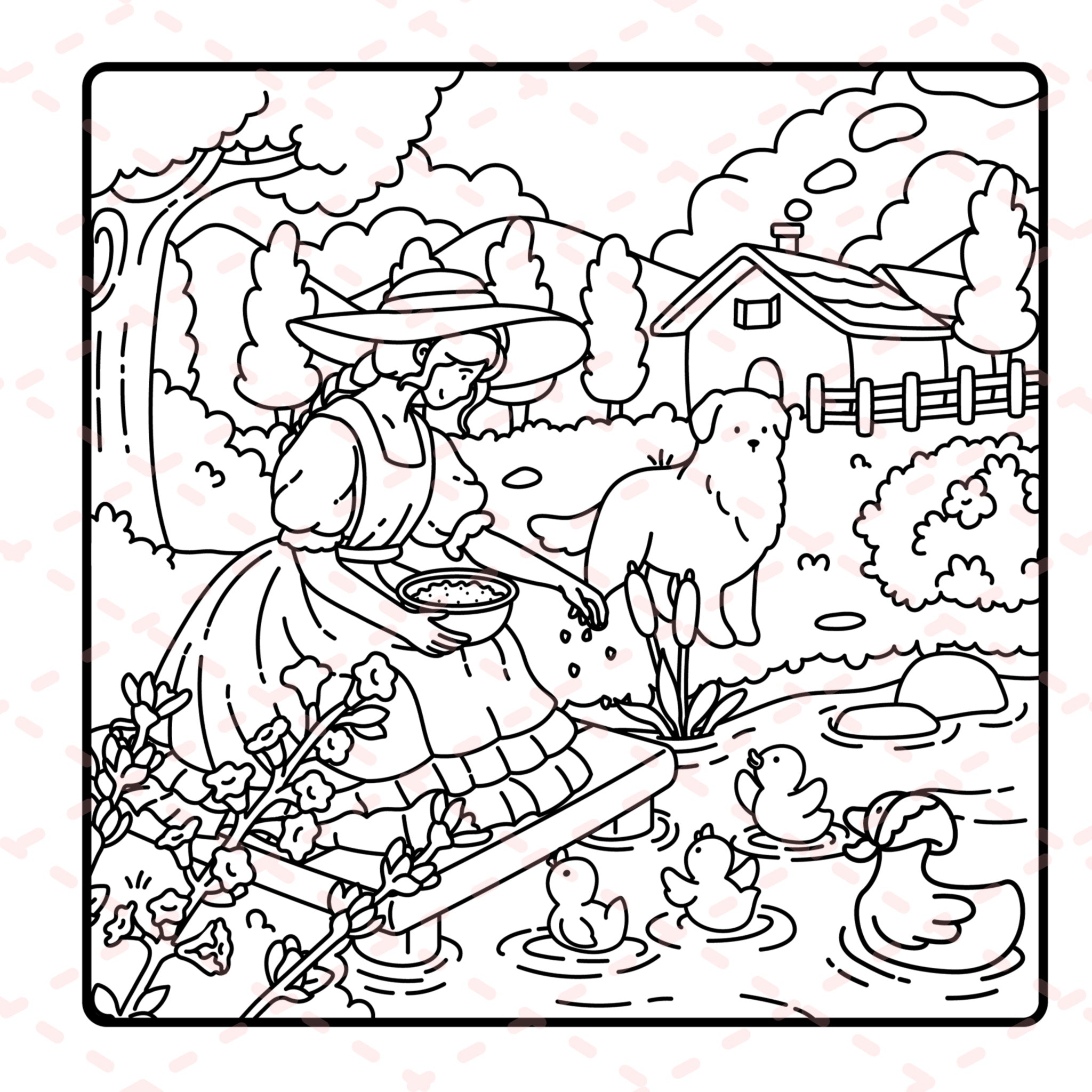 Cottage Girl Detailed Colouring Book | 30 Colouring Pages with 5 Additional 350gsm Cardstock Images
