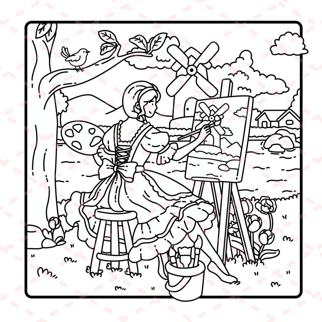 Cottage Girl Detailed Colouring Book | 30 Colouring Pages with 5 Additional 350gsm Cardstock Images