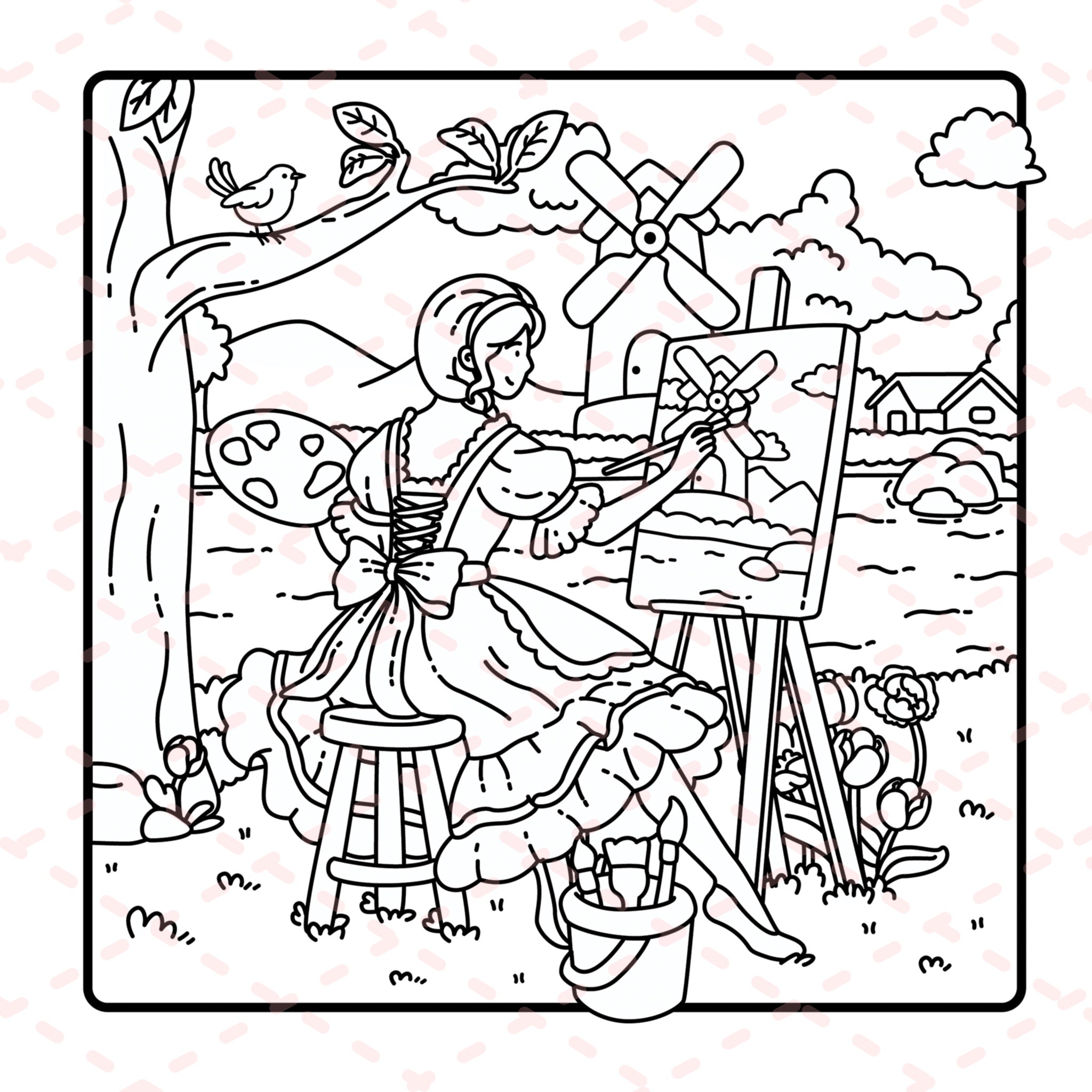Cottage Girl Detailed Colouring Book | 30 Colouring Pages with 5 Additional 350gsm Cardstock Images