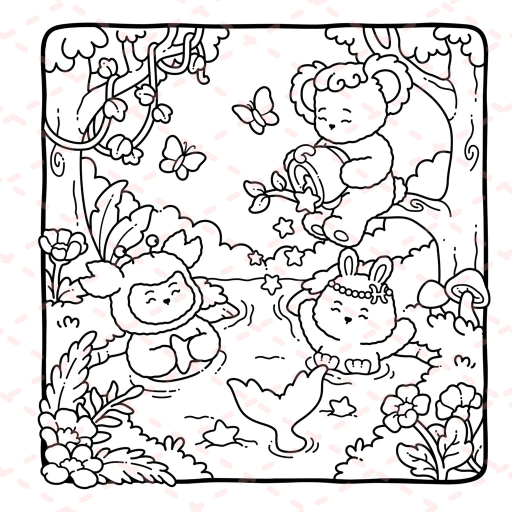 Fuzzy Zodiac Colouring Book | 40 Colouring Pages with 5 Additional 350gsm Cardstock Images