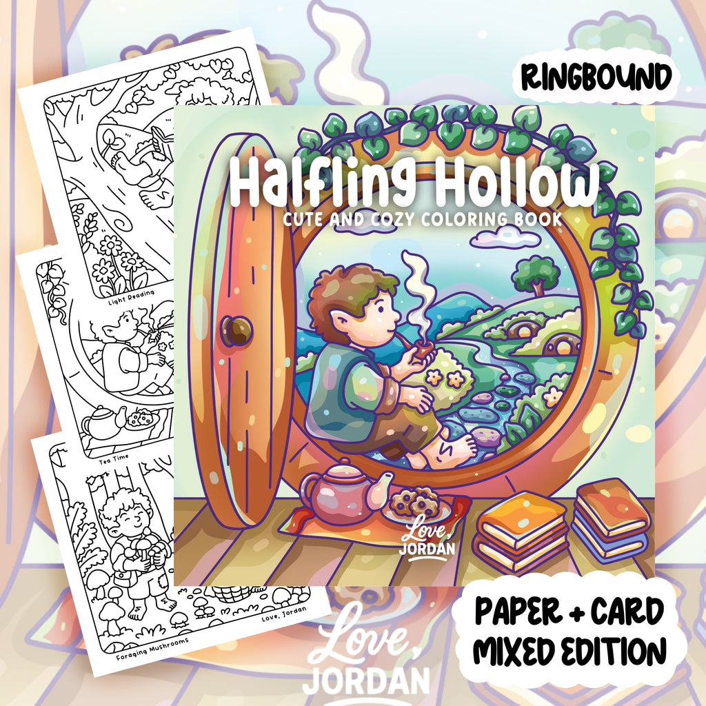 Halfling Hollow Colouring Book | 40 Colouring Pages with 5 Additional 350gsm Cardstock Images