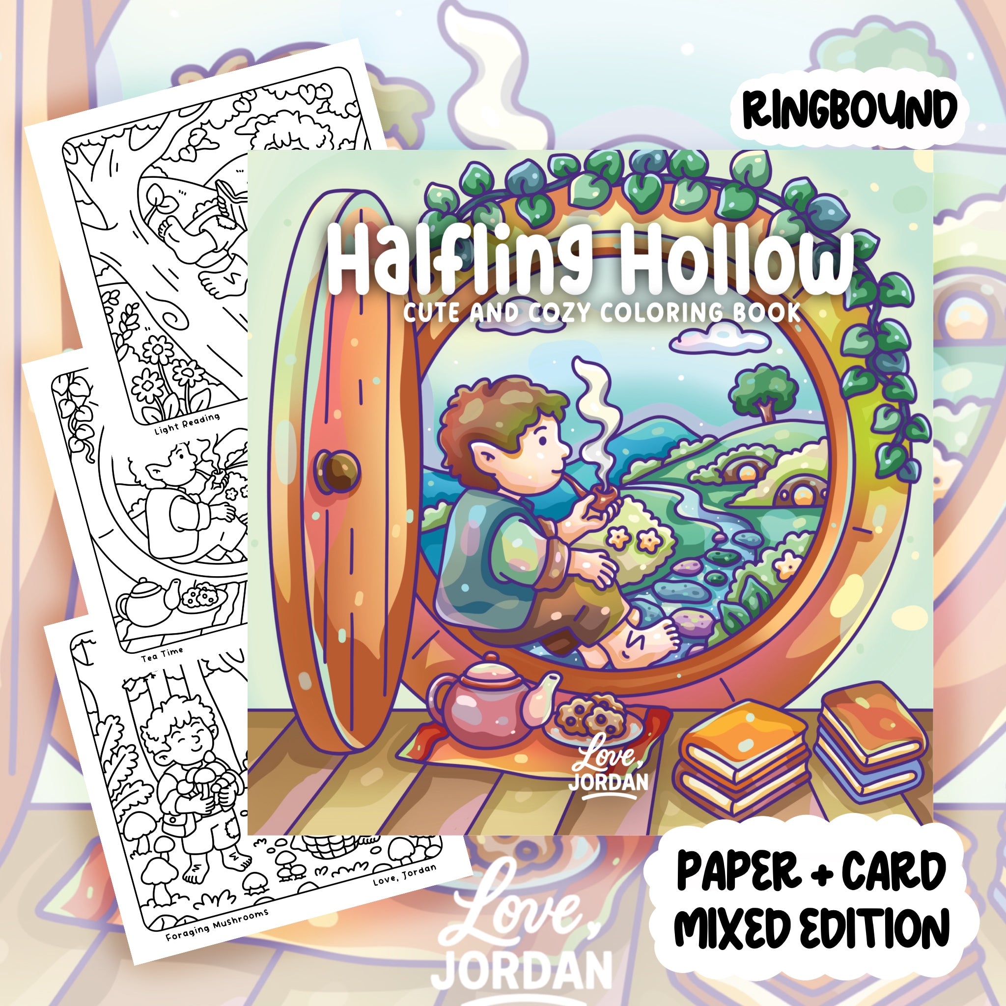Halfling Hollow Colouring Book | 40 Colouring Pages with 5 Additional 350gsm Cardstock Images