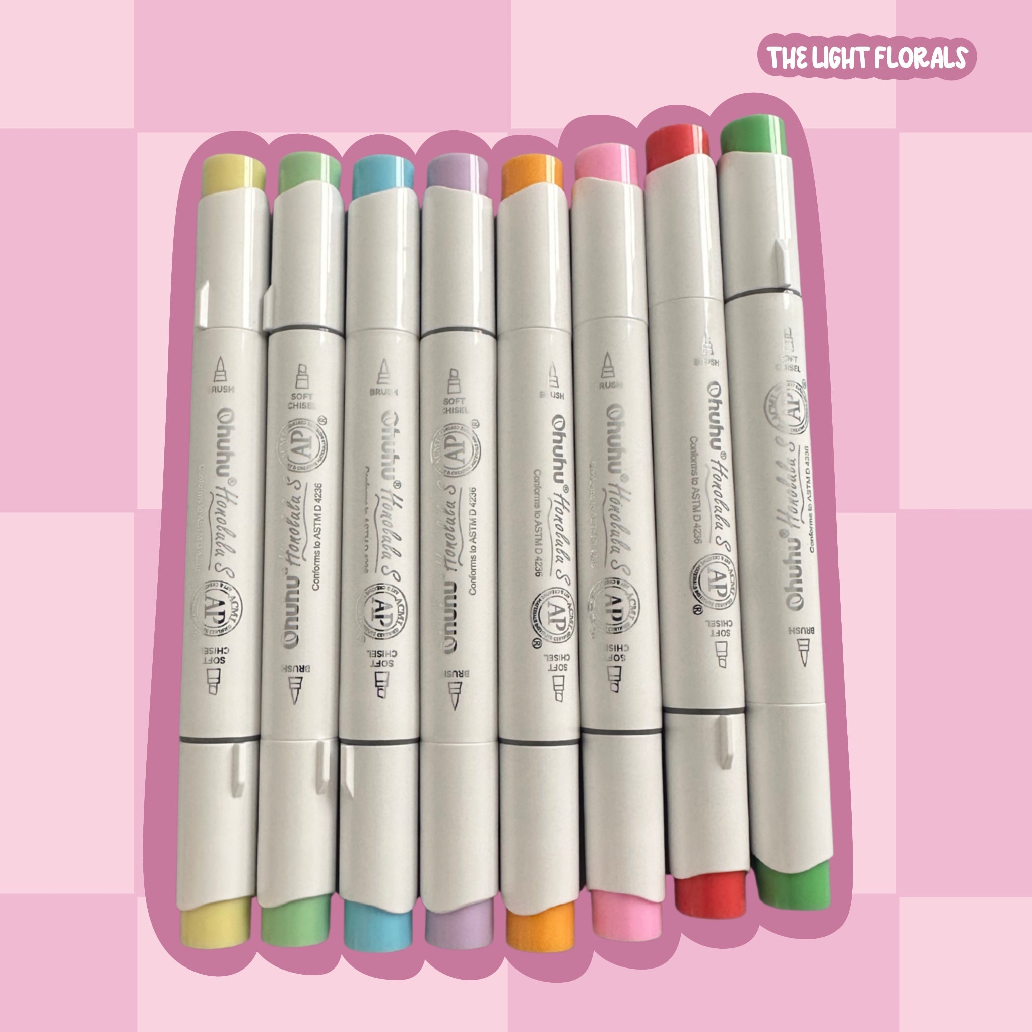 Ohuhu Alcohol Marker Tester Set | 8 Pens | Light Floral Colours
