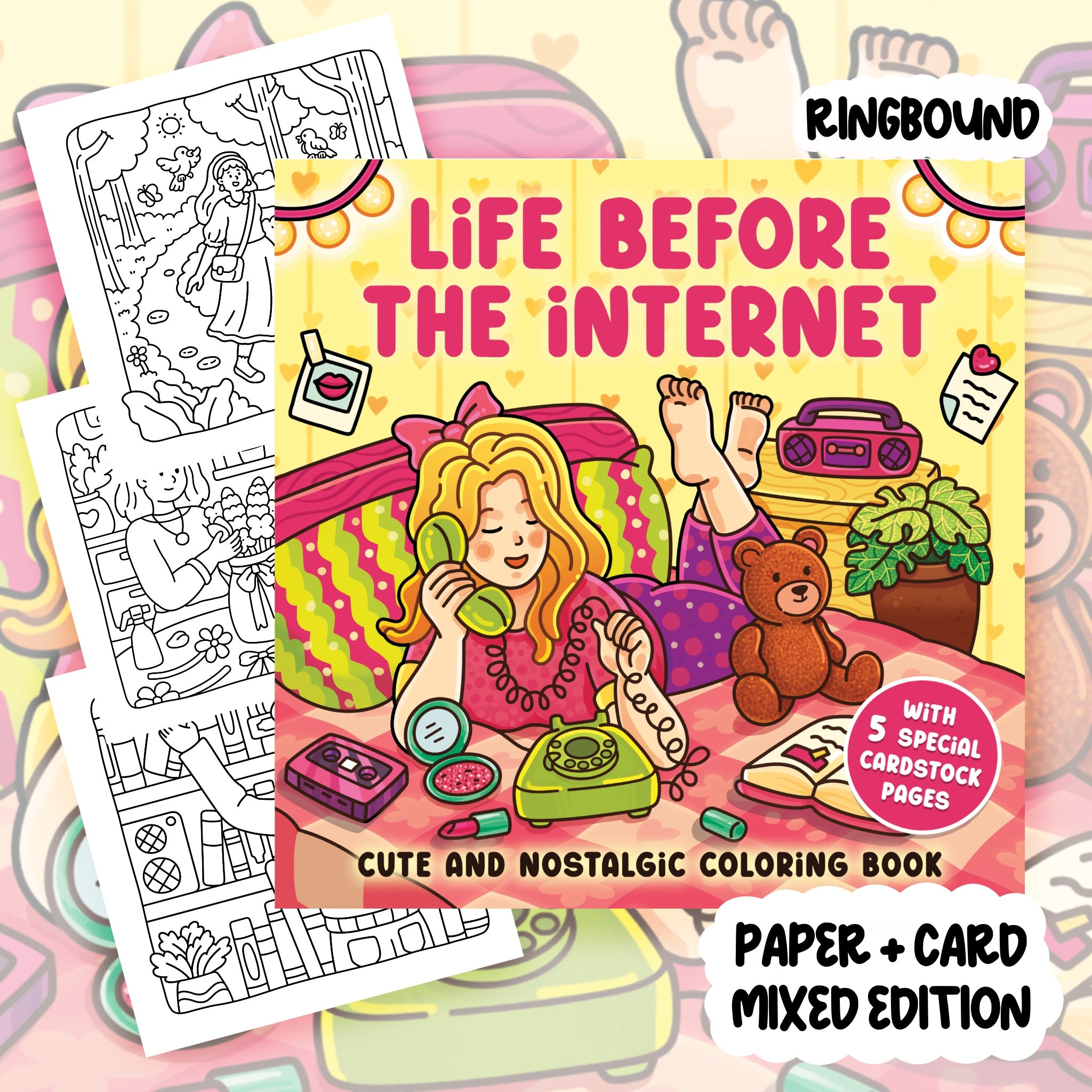 Life Before the Internet Colouring Book | 43 Colouring Pages with 5 Additional 350gsm Cardstock Images