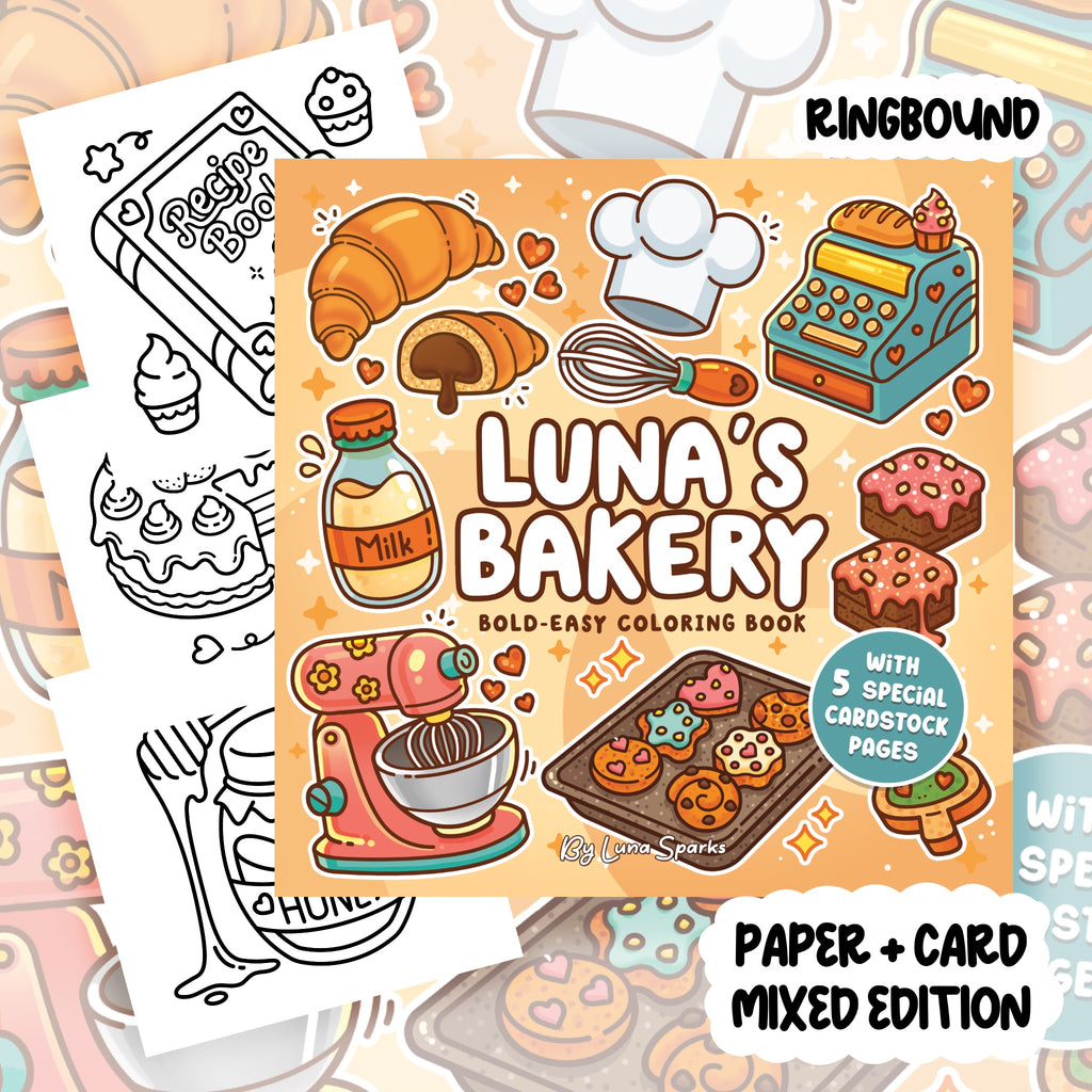 Luna's Bakery Colouring Book | 46 Colouring Pages with 5 Additional 350gsm Cardstock Images