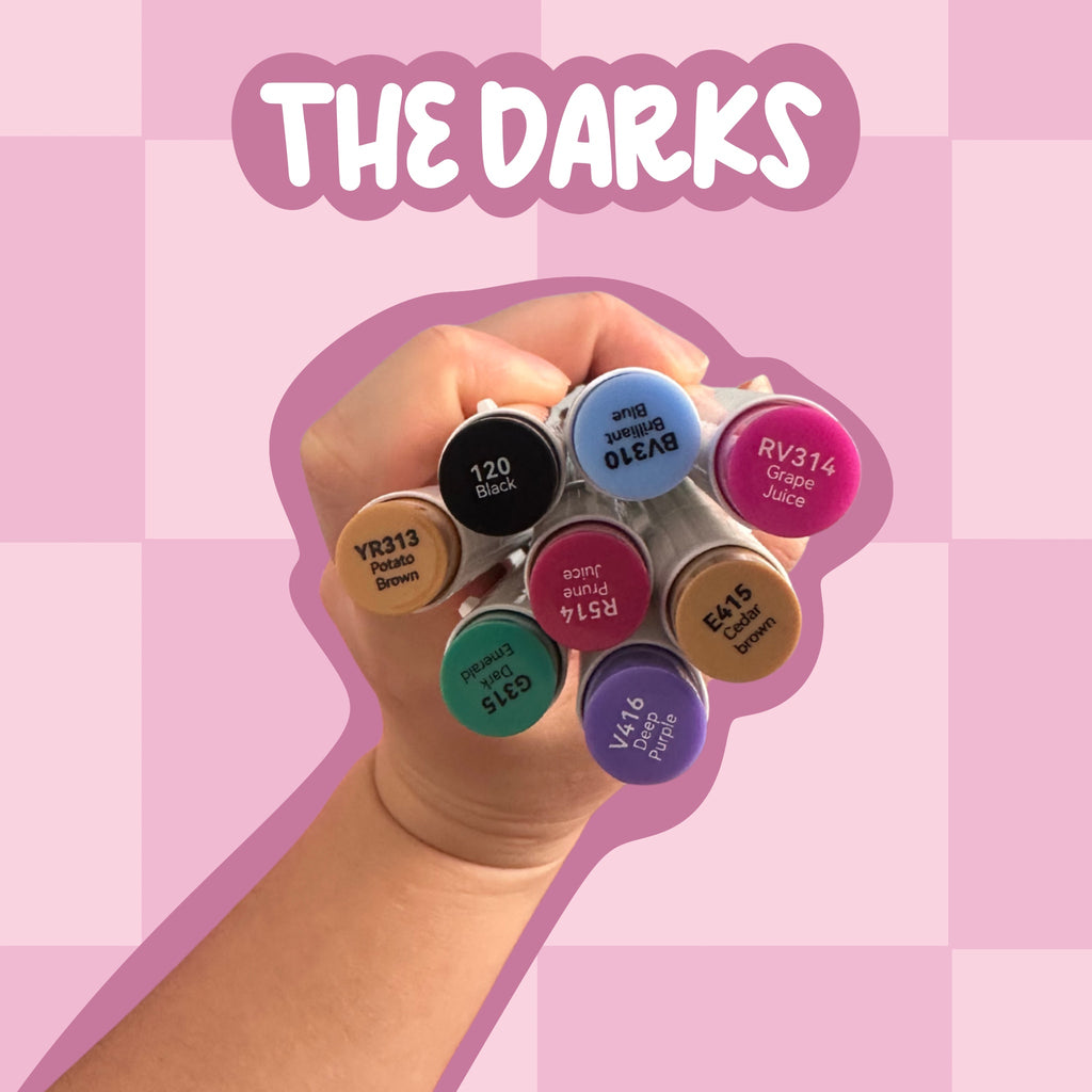 Ohuhu Alcohol Marker Tester Set | 8 Pens | Dark Colours