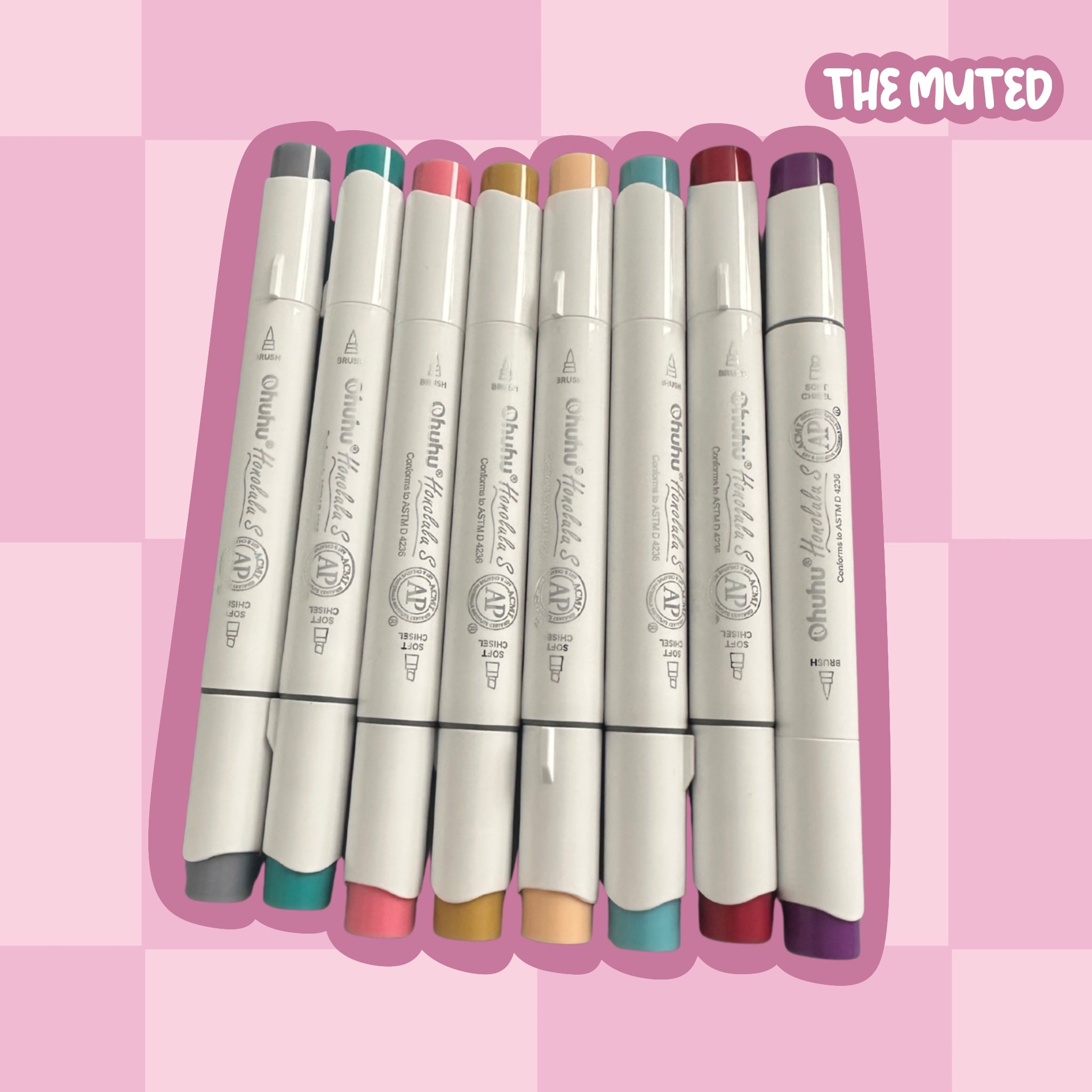 Ohuhu Alcohol Marker Tester Set | 8 Pens | Muted Colours