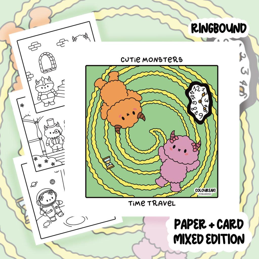 Cutie Monsters Time Travel Colouring Book | 20 Colouring Pages with 4 Additional 350gsm Cardstock Images