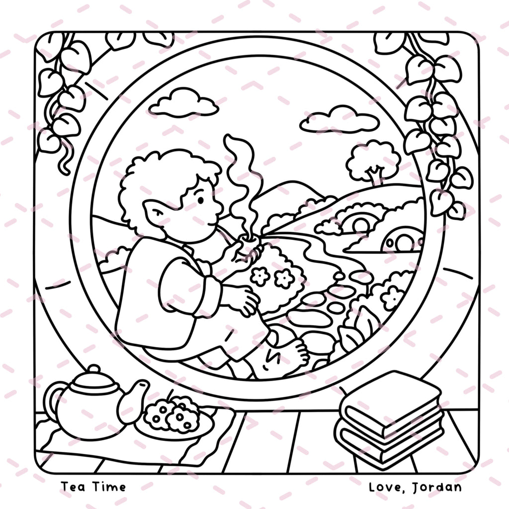 Halfling Hollow Colouring Book | 40 Colouring Pages with 5 Additional 350gsm Cardstock Images