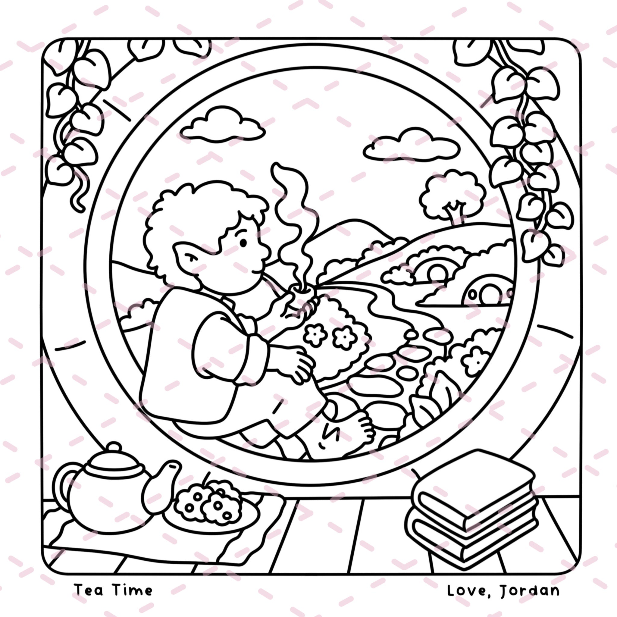 Halfling Hollow Colouring Book | 40 Colouring Pages with 5 Additional 350gsm Cardstock Images