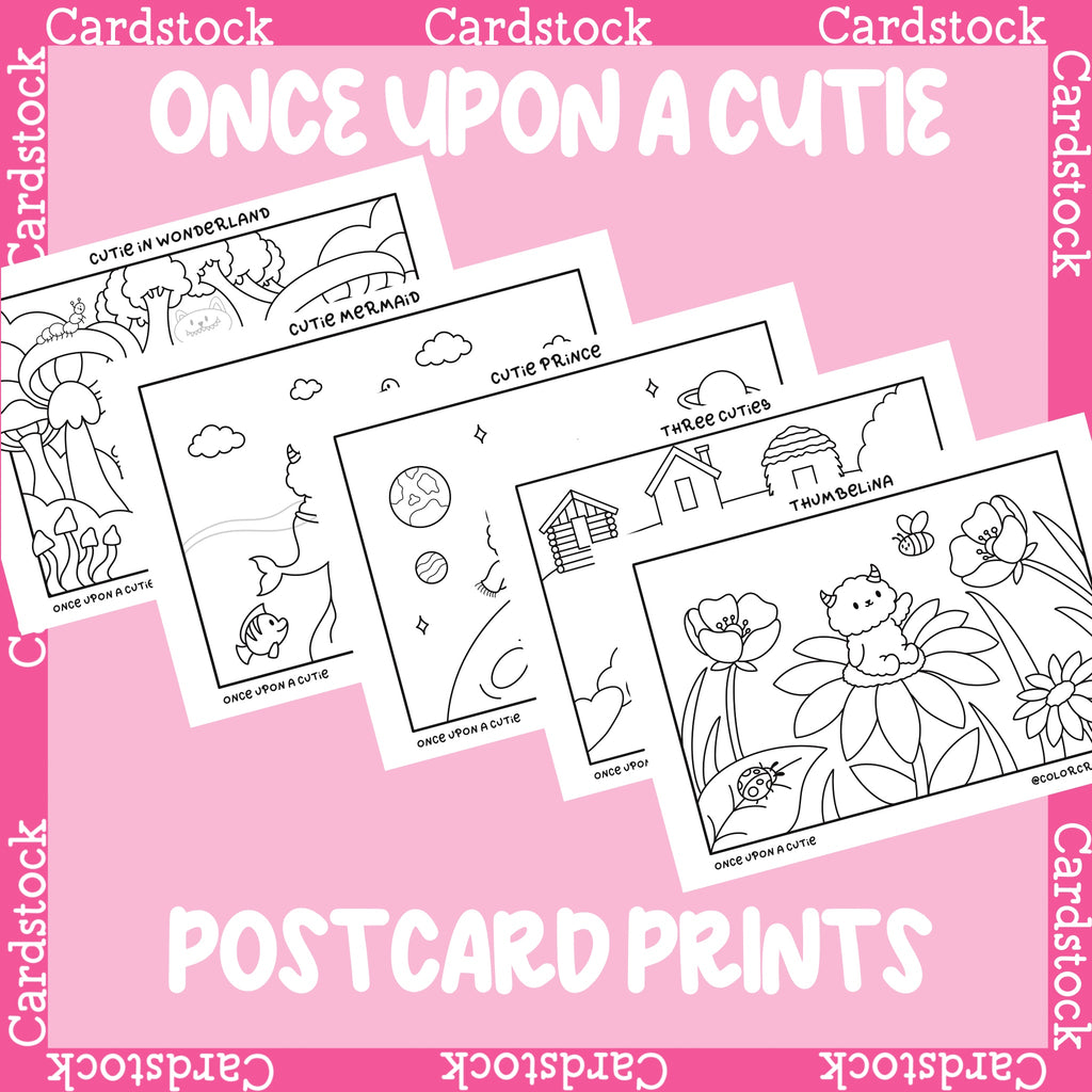 Once Upon a Cutie Colouring A5 Cards | 5 Colouring Pages | 350 gsm Cardstock
